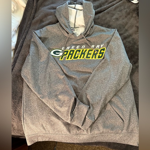 Green Bay Packers NFL Team Apparel Gray Hooded Sweatshirt - Picture 6 of 6